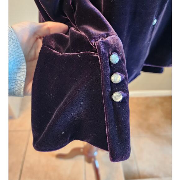 Lauren Ralph Lauren Women's Purple Velvet Button Down Top SZ 10 - Picture 6 of 11